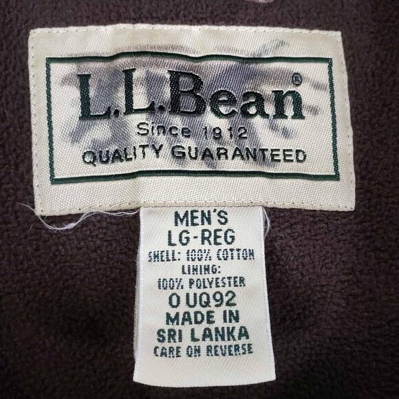 LL Bean Shirt Heavy Snap Button Men’s Size Large L Brown Corduroy Fleece Lined - Picture 7 of 9